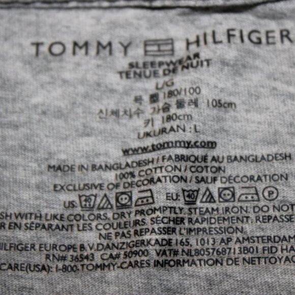 Tommy Hilfiger Gray Logo Tee w/ Black Shoulder Stripes | Designer Casual | L - Picture 5 of 5